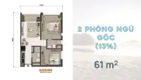 Layout thiết kế căn hộ 2 Phòng Ngủ Góc, diện tích 61m2 dự án Blanca City Sun Group Layout thiết kế căn hộ 2 Phòng Ngủ Góc, diện tích 61m2 dự án Blanca City Sun Group